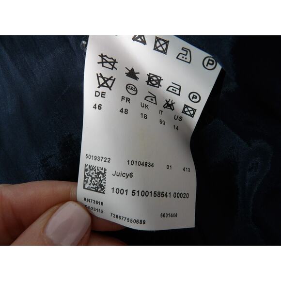 Hugo Boss Blazer Juicy6 Wool Womens 14 Navy Blue Career Office Professional - Picture 14 of 15